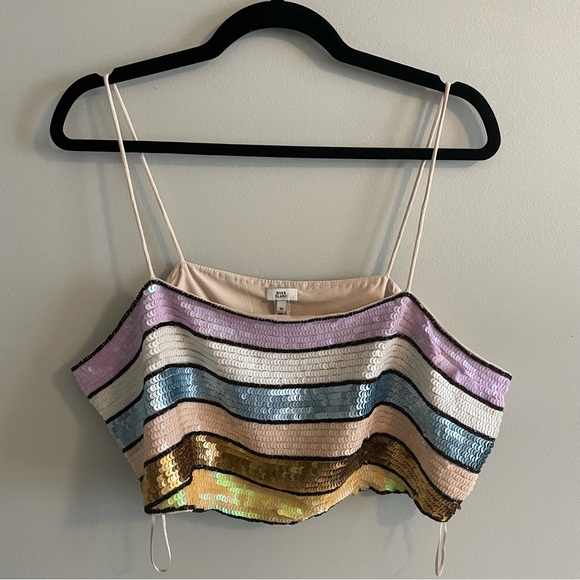 River Island Sequin Stripe Crop Top Eras Tour Costume Idea Taylor Swift - Picture 4 of 6